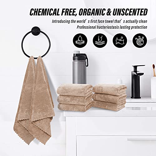 Moonqueen 6 Pack Premium Hand Towels - Quick Drying - Microfiber Coral Velvet Highly Absorbent Towels - Multipurpose Use As Hotel, Bathroom, Shower, Spa, Hand Towel 16 X 28 Inches (Brown) #TOP5