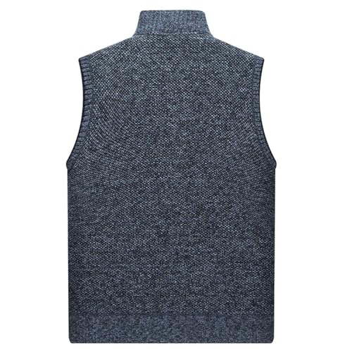 Mens Sweater Vests Casual Sleeveless Stand Collar Full Zip Fleece Knitted Cardigan Waistcoat Vest2