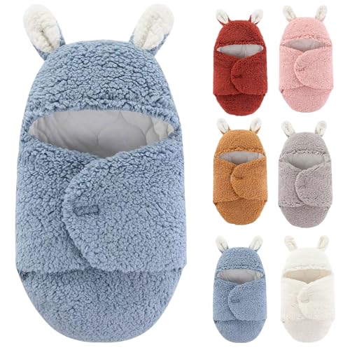 Image of GYALAPERI Baby Swaddle Blanket 0-3, 3-6 Month, Soft Warm Swaddles for Newborns, Receiving Swaddling Wrap Sack (Bunny Blue, 0-6m)