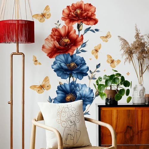 TUOKING Flowers Wall Stickers Decor,Removable Wall Murals Peel and Stick Modern Wall Art Decal Home Decor for Kitchen,Bedroom,Living Room(h27)