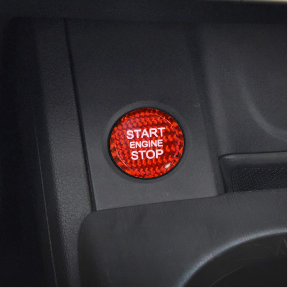 Red Ignition Starter Switch Sticker For Audi A4L A5 A6L A7 Q3 Q5 Q5L Q7 Start Stop Engine Button Cover Genuine Carbon Fiber Material