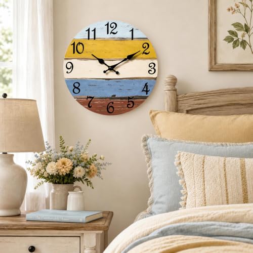 Image of CHYLIN Wall Clock Silent Non-Ticking Battery Operated Colorful Retro