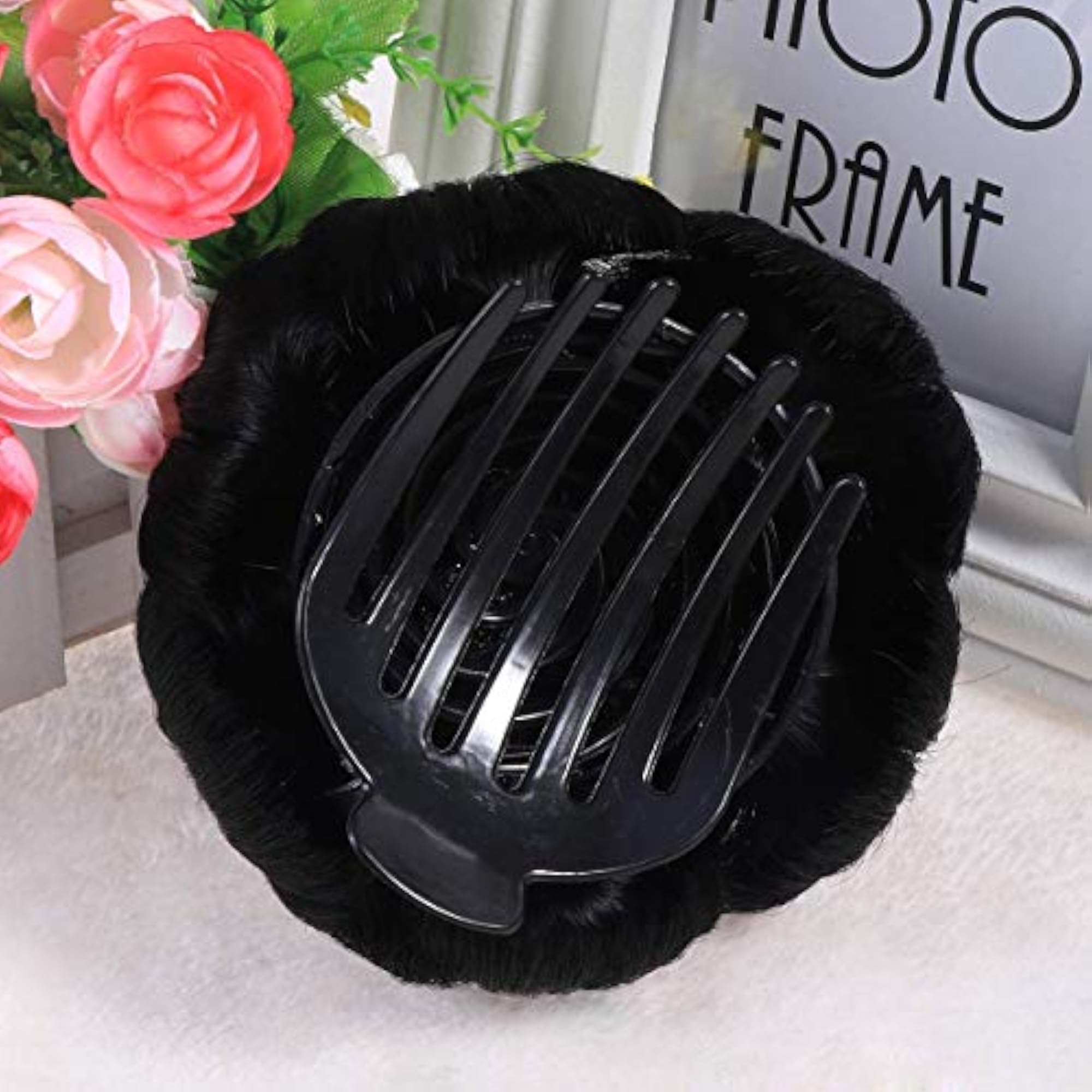 Women's Artificial Fake Hair Bun, Black