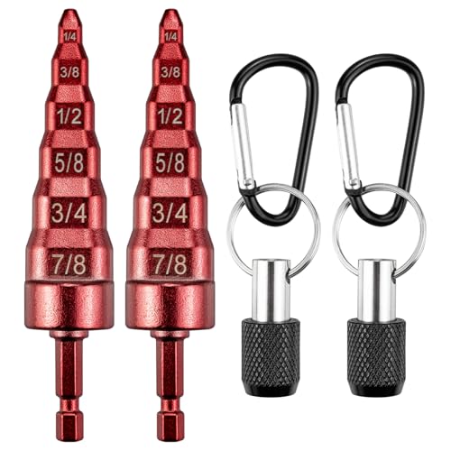 LYNCSEDAR 2PCS 6-in-1 Copper Tube Expander, Red Swaging Tool HVAC with Drill Bit Holder, Swage Tool Flaring for 1/4
