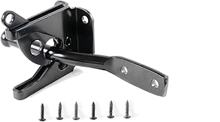 HighGround Black Self-Locking Gate Latch,Automatic Gravity Lever Latch for Wooden Fence Post Mount, Secure Pool, Garden, Shed. Rust Resistance