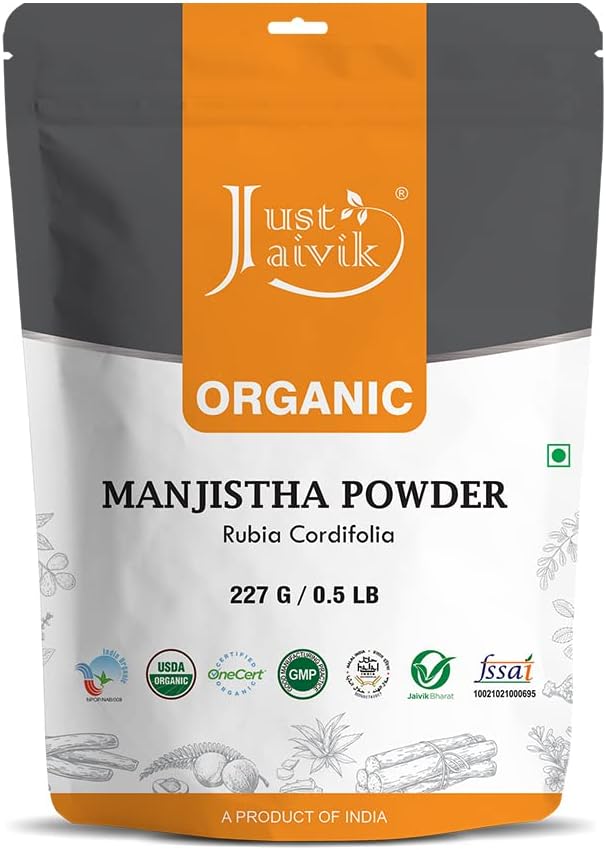 Just Jaivik Organic Manjistha (Rubia Cordifolia) Powder for Hair Care & Skin ...