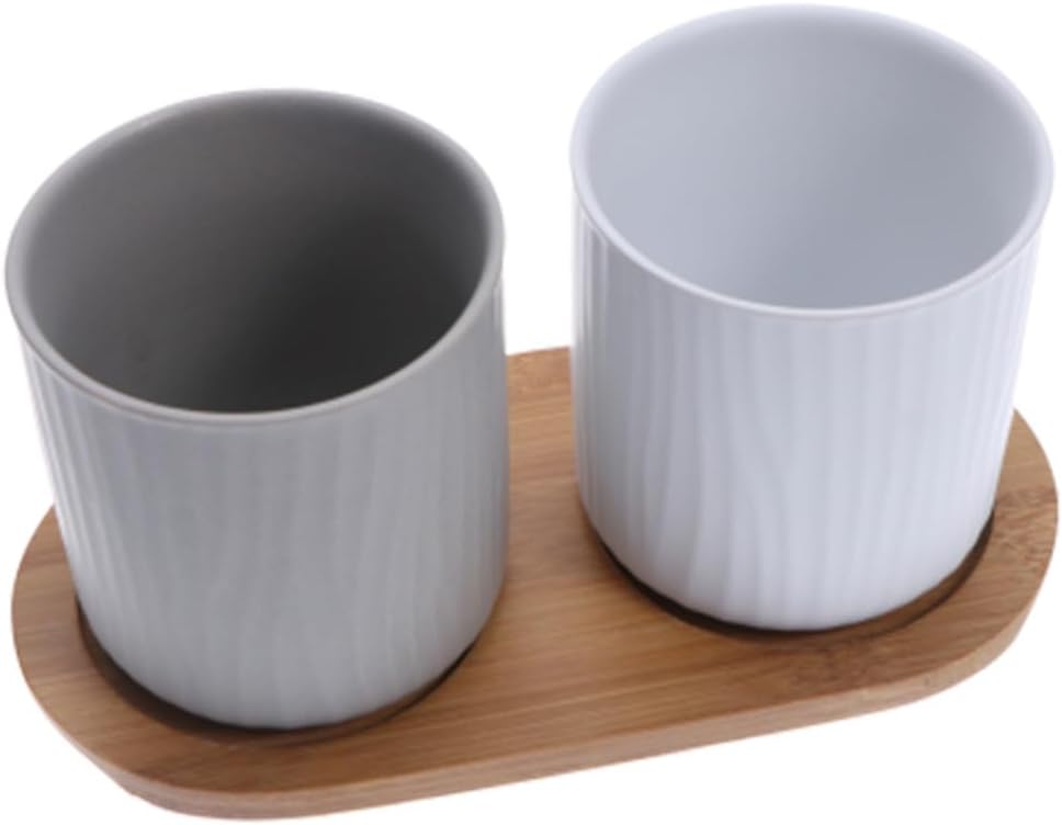 Amosfun 2pcs Matte Ceramic Mouthwash Cup Set Bathroom Tumbler for Toothbrushes Multi-use Drinking Cups Random Colors for Home and Washroom Use