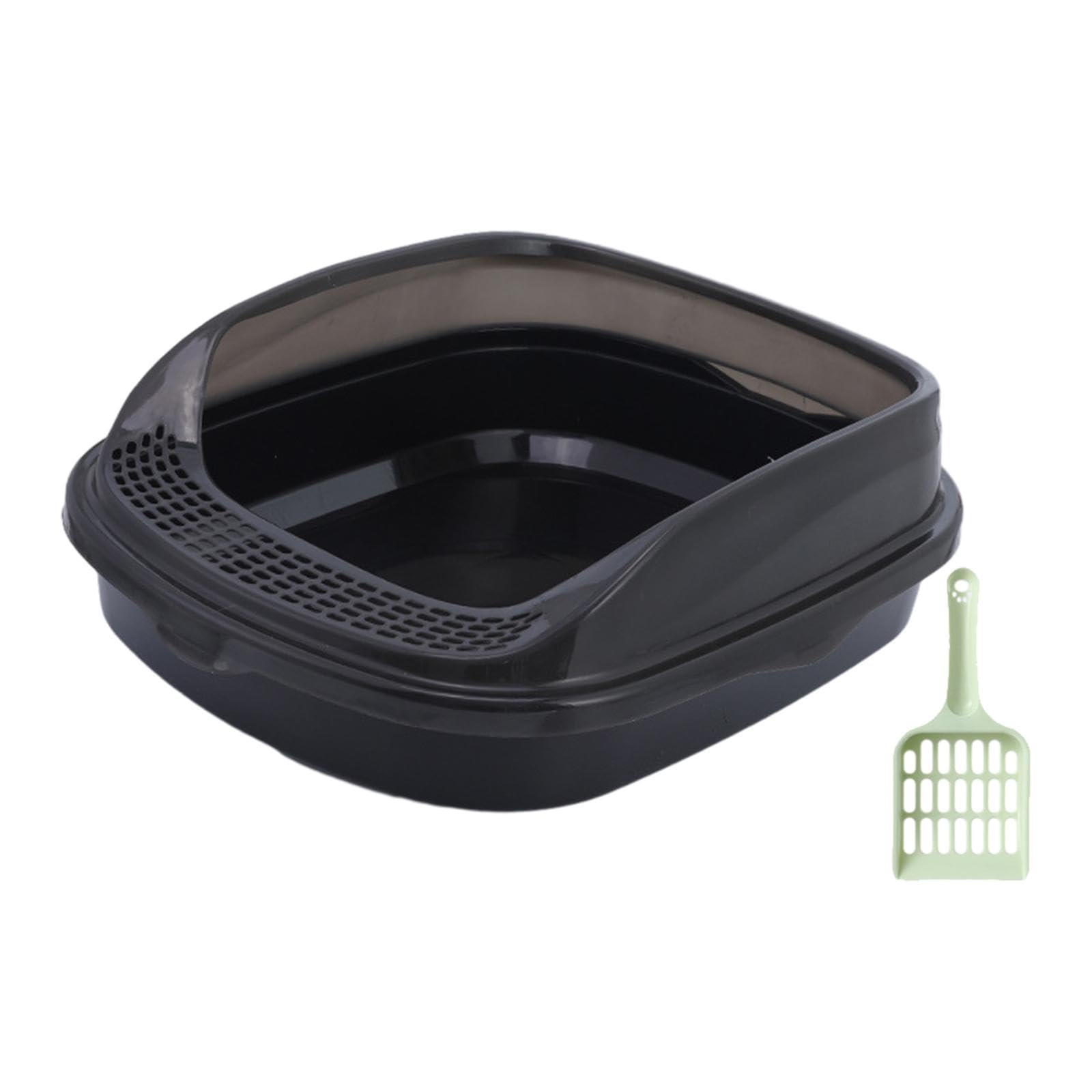 Cat Litter Box with High Side Cat Sand Box for Rabbit Small Pets Indoor Cats Black Medium