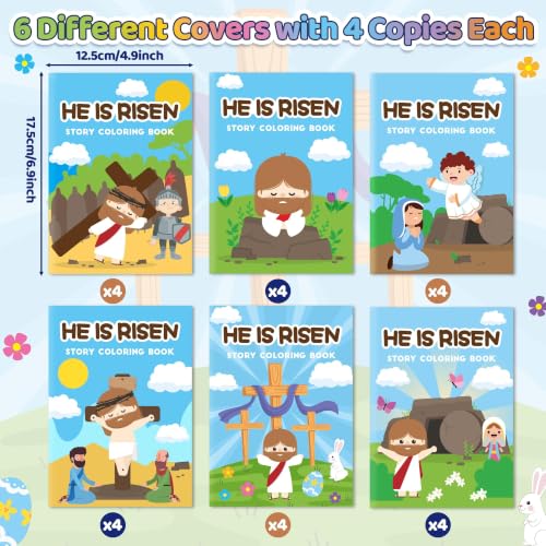 Image of Bulk Easter Coloring Books, 24Pcs He is Risen Mini Drawing Booklet for Kids