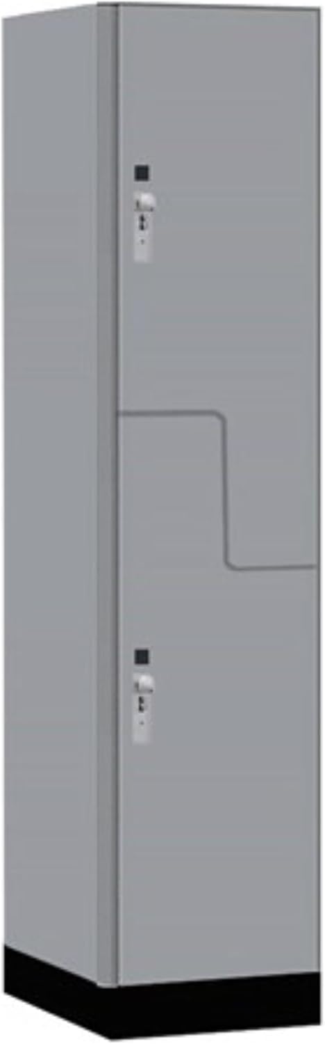 Salsbury Industries 18" Wide Premier Wood Locker-Double Tier 'S' Style-1 Wide-6 Feet High-24 Deep-Winter Fog-Silver Hasps
