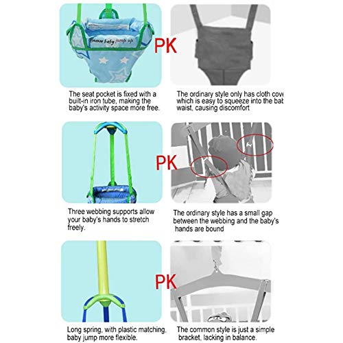 N/Q Baby Door Jumper Baby Exerciser With Door Clamp Bounce Spring Length Adjustable Baby Hanging Swing Jump Bouncer For Infant Toddler 6 Months To 2 Years Old,Blue #TOP6