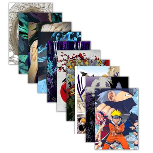 Image of Paper Anime Posters, Set of 10 Mix Anime posters for wall, Self Adhesive, A4 Size |Anime Posters For Gaming Room, Various Anime characters