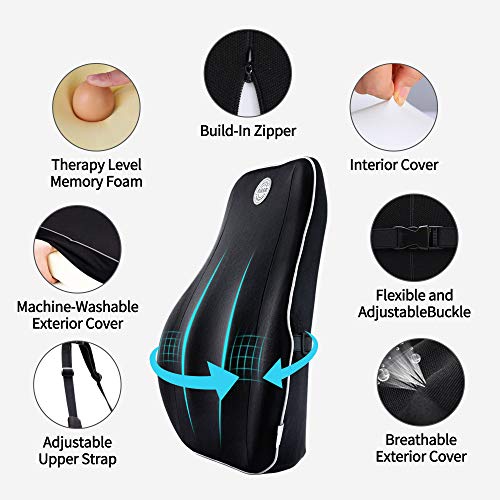 Gugusure Lumbar Support for Office Chair, Memory Foam Back Cushion with Breathable Mesh Cover for Car Seat,Orthopedic Backrest for Low Back Pain Relief