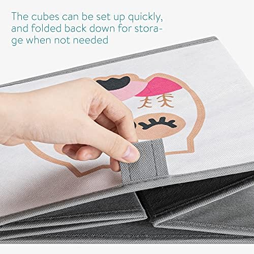 Navaris Kids Storage Cubes (Set of 3) - Storage Boxes 11x11x11" with Animal Designs - Children's Cube Bins Fabric Organizer Bin - Alpaca/Giraffe/Owl 5 51ctVk9J++S. AC
