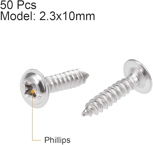Miniatura 6 de uxcell Tornillos autorroscantes Phillips de 0.079 x 0.236 in con tornillo de arandela 304 tornillos de fijación de acero inoxidable 304 pernos 50