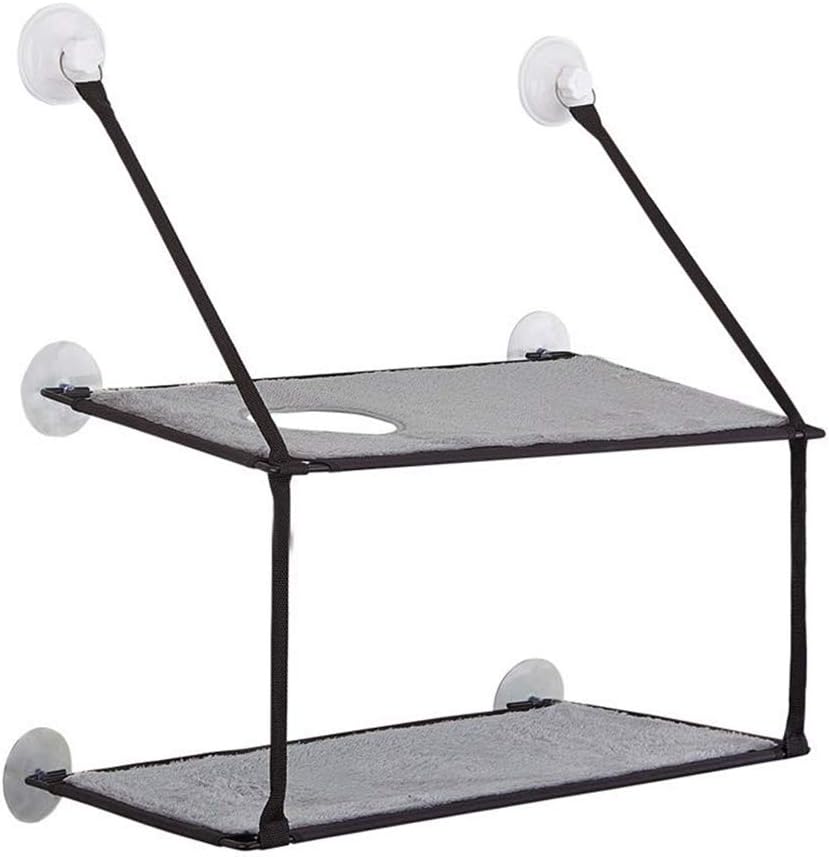 Big Cat Window Perch for Multi Cats - Double Stack 12“x22.8” EXTERMELY Durable Suction Cups can Holds Huge Cats and Easy Set up Within 10 Minutes (Double Stack Warm Cotton Fabric)