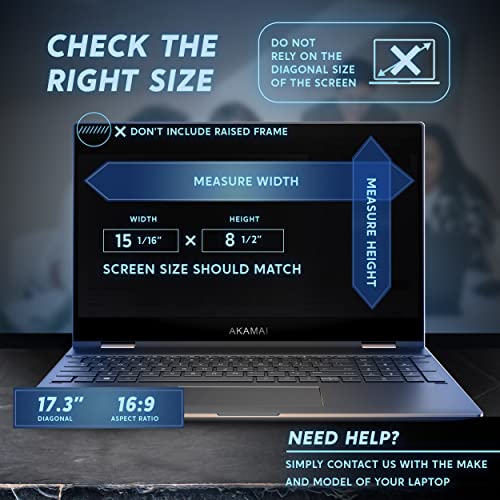 17.3 inch Computer Privacy Screen (16:9) - Blue Light Screen Protector - Laptop Anti Glare Screen Protector by Akamai