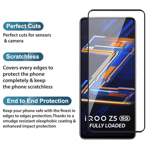 Image of 100FIT Tempered Glass Screen Protector Compatible For Iqoo Z5 5G With Edge-To-Edge Protector And Easy Installation Kit