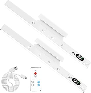 2pcs Unterbauleuchte Küche Led Akku mit Fernbedienung - Touch Dimmbar Schrankbeleuchtung Magnetische Küchenlicht, 5 Farbmodi USB Aufladbar Lichtleiste für Schrank Kleiderschrank Schreibtisch Spiegel