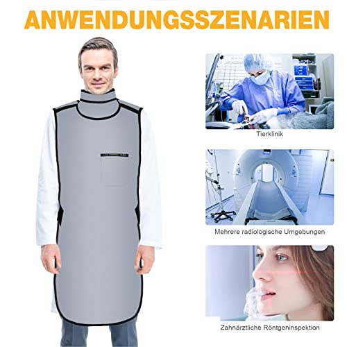 Röntgenschutzbleischürze mit Schilddrüsenabschirmung - 0,5mmPb Leichtgewicht Bleiabschirmung Zahnärzte Schutzkleidung Äquivalente Schutzweste für Krankenhäuser Laboratorien Pflegeheime Grau