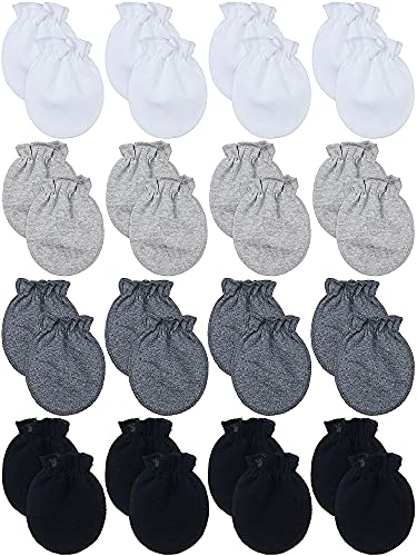 16 Pairs Newborn Baby Cotton Mittens No Scratch Gloves Unisex Newborn Mittens for baby Boys Girls 0-6 Months (Assorted Color)