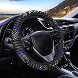 GePrint Police American Flag 15 Inch Steering Wheel Cover for Men Unique Car Steering Wheel Cover for SUV Vehicle Sedan Easy to Install Car Steering Wheel Protector Novelty Car Accesories 2025