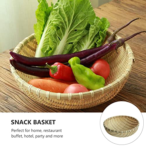 Cabilock Cesta de vime de bambu, 25 cm, redonda, frutas, pão, lanche, comida, para servir, salgueiro