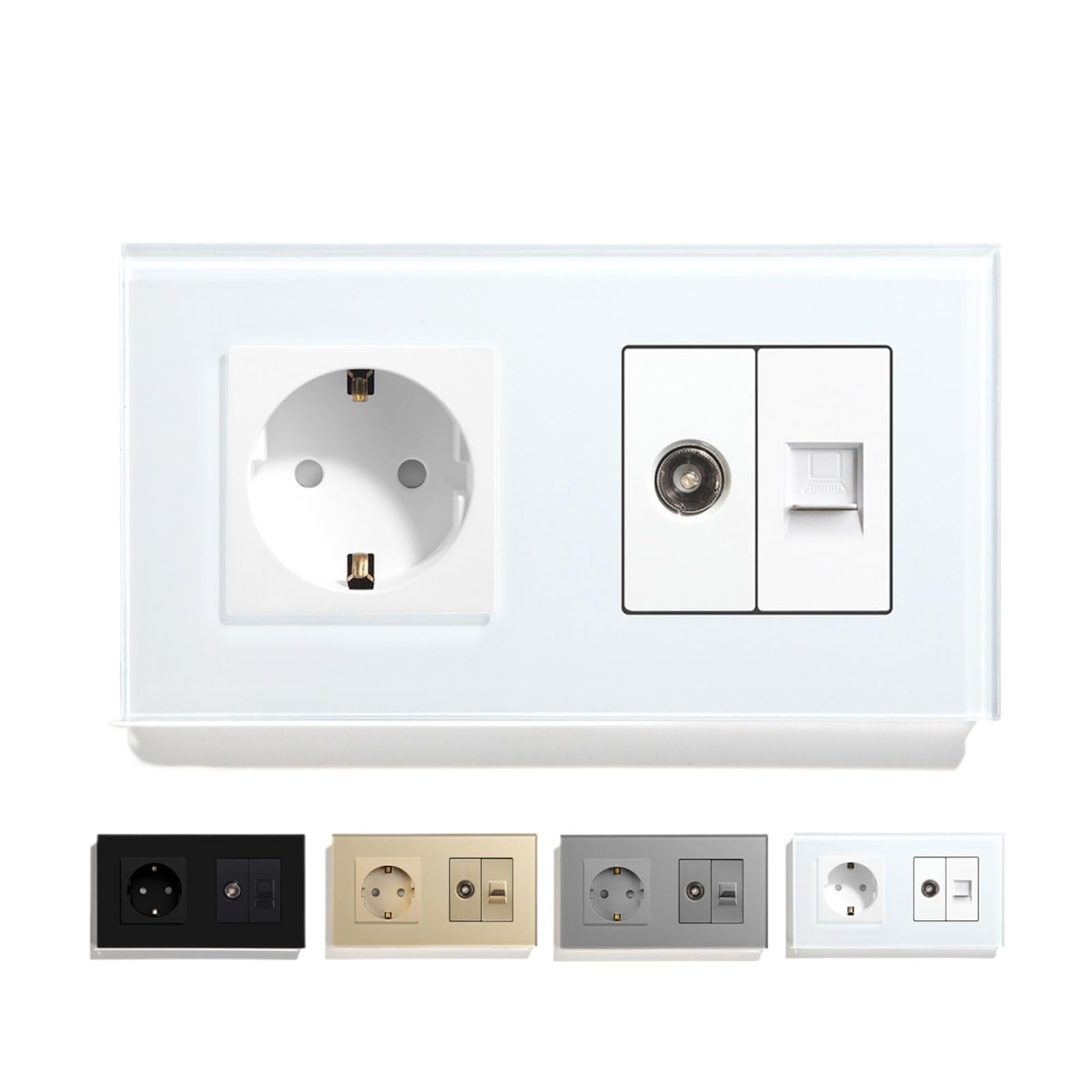 TV con enchufe de pared y panel de cristal blanco for mejoras del hogar(Grey 299mm)