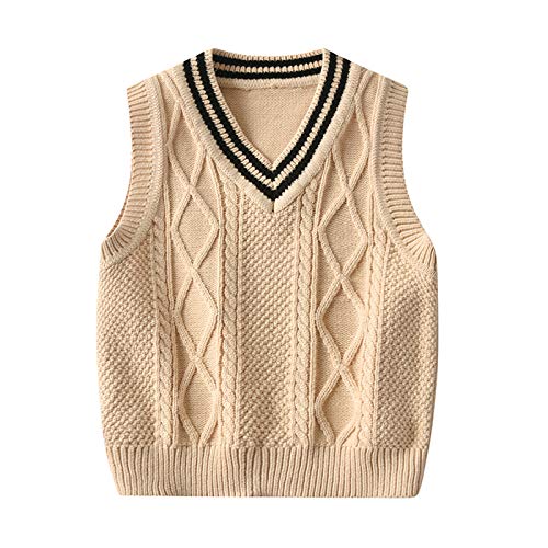 Baby Knitted Sweater Vest for Boy Girl Newborn Toddler Knitted Cardigan 0-36M(Beige,24-30M)