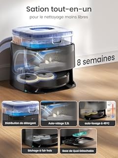 Lefant M3 Max Robot Aspirateur Laveur 20 000 Pa, Station Multifonctionnelle, Double Serpillière Rotative 200 TR/Min & Relevable 9mm, Navigation dToF, Évitement d'obstacles PSD, 220min, 5G/2.4G