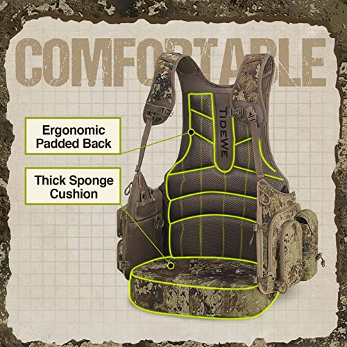 Tidewe Turkey Vest With Seat, Hunting Vest With Game Pouch And Kickstand, Strut Camo Turkey Hunting Clothes For Men Women (Truetimber Strata) #TOP2