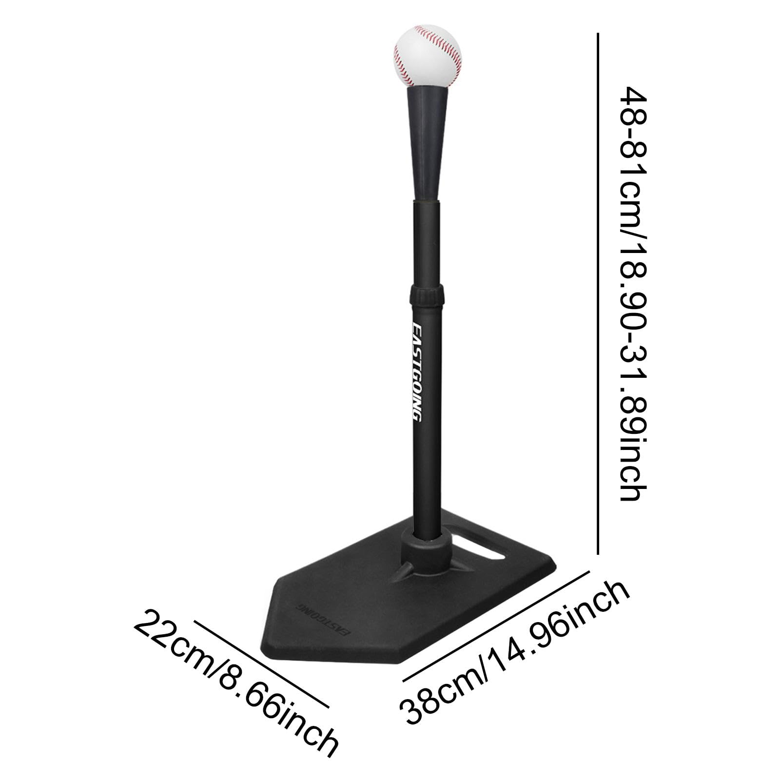 tee de bateo de béisbol Ajustable en Altura de 48 a 81 cm, Soporte portátil versátil para Principiantes y Profesionales, Montaje Sencillo