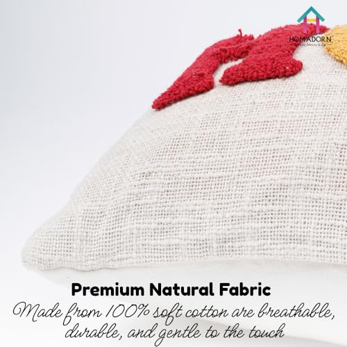 Image of HOMADORN 100% Cotton Text Pattern Handtufted /Embroided Decorative Cushion Cover (12X20 Inches) (1, Home Multicolor)