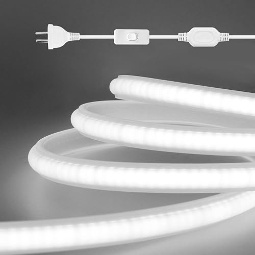 Wisada Tira de luz LED de neón COB de 1M, 288 LEDsm FCOB LED impermeable, de silicona, 110 V, de alta densidad, flexible, superbrillante, 6000 K,