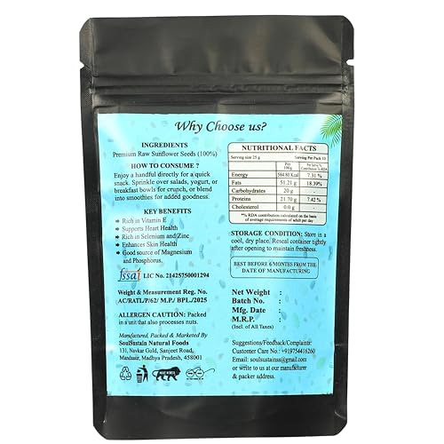 Image of SoulSustain Sunflower Seeds 150 GM, Shelled Sunflower Kernels for Snacking, Baking, Salads and Trail Mix, Vegan Protein, Keto Friendly, Non GMO, Bulk Snack Food