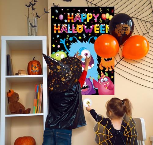 Image of Halloween Games for Kids, Pin the Eye on the Monster Game Decorations