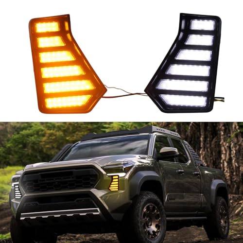 L2R for Toyota Tacoma 2024 2025 2026 LED Fog Lights Dynamic DRL Daytime Running Light Turn Signal Lamps Replacements 2pcs