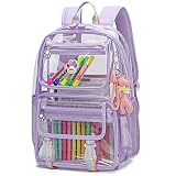 Maod Clear Backpack Heavy Duty Stadium Approved School Transparent Book Bag with Reinforced Padded S