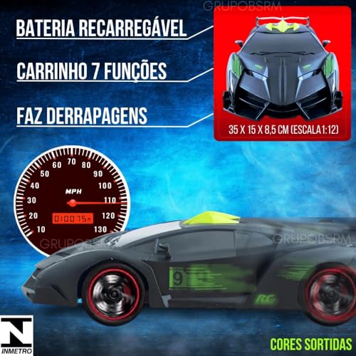 Carrinho De Controle Remoto Sem Fio 7 funções Recarregável Heroe Car Brinquedo Infantil Educativo In