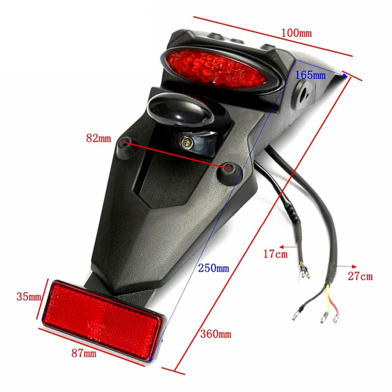 Luz trasera de motocicleta todoterreno con piloto de freno 12V y soporte de matrícula trasero 3