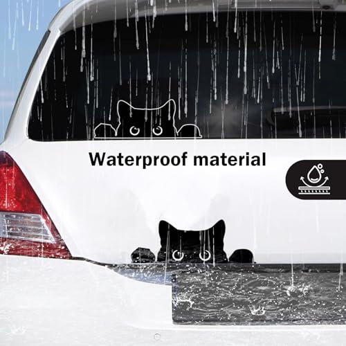 Image of Funny Car Stickers, Waterproof Peeking Sneaky Cat Sticker, Self-adhesive Cute Black Cat Decals, 5.5 inch x 2 inch Curious Peeking Kitty Cat Decal for Cars, Trucks, Window, Laptop, Wall (Black)
