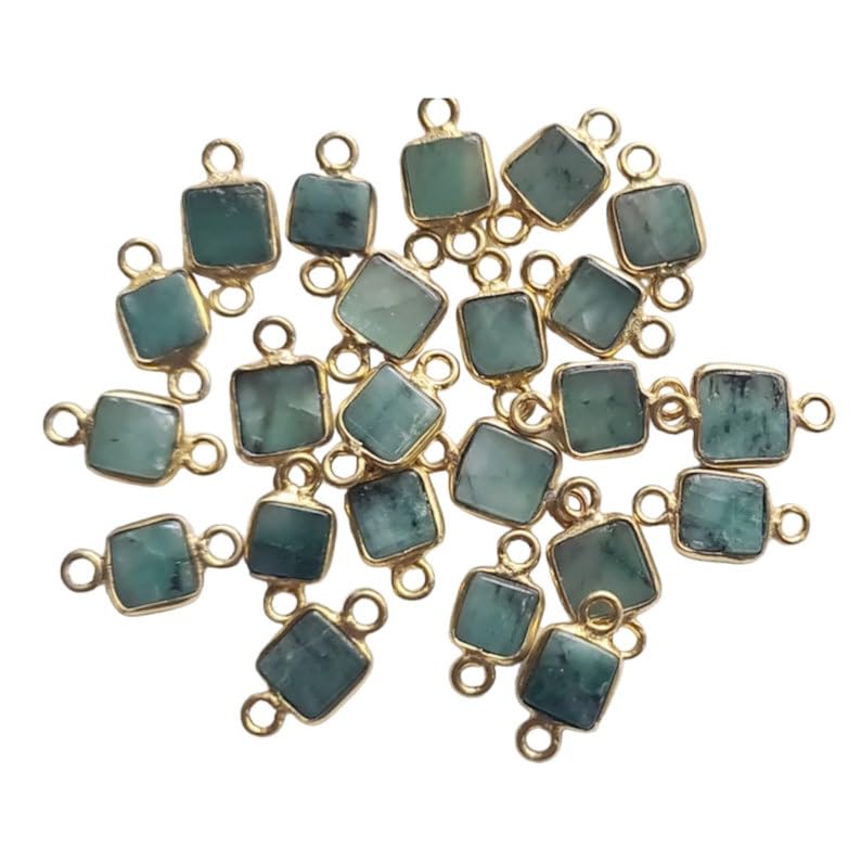 Conector de dije de esmeralda en plata 925, fornitura de doble bucle para pulseras y collares DIY