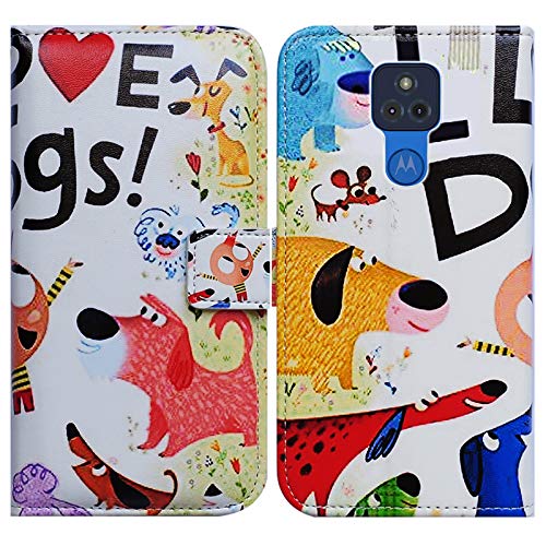 Bcov Moto G Play 2021 Case [Not Fit G Play 2020], Colorful Cute Dogs Leather Flip Phone Case Wallet Cover with Card Slot Holder Kickstand for Motorola Moto G Play 2021