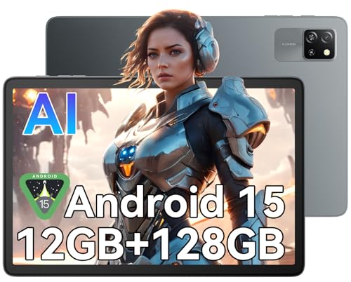 Blackview Tab60 WiFi Tablette Android 15, Tablette Taclite avec 12Go+128Go(2To TF), Octa Core,WiFi 6, Tablette 10 Pouces 5100mAh 8MP+5MP Widevine L1 avec GMS, BT5.2 (Gray)