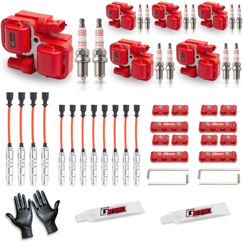 Set of 6 Upgraded Ignition Coil Pack & 12pcs Iridium Spark Plug Wire Set Compatible with Mercedes-Benz Crossfire C240 C280 C320 CLK320 E320 ML320 ML350 SLK320 Replaces UF359 C1361