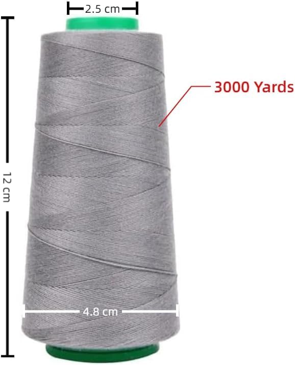 1 Spool Polyester Thread, Gray Polyester Sewing Thread for Hand and Machine Sewing 3000 Yards - Image 2