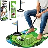 Toilettengolf Geschenk Set, Mini Badezimmer Töpfchen Golf Set Witziges Golfspiel mit Golfschläger, Puttingmatte, 2 Bällen & Türhänger, Originelle Geschenkidee zum Vatertag, Geburtstag