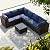 IJIALIFE 7 Pieces Patio Furniture Set, Modular Patio Set Wicker Outdoor Sectional Sofa Set PE Rattan Wicker Patio Conversation Set with Thickened Cushions and Coffee Table,Brown Wicker/Navy Cushion
