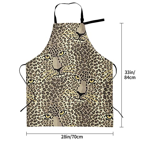 Spotted Leopard Apron With Pockets Waterproof Kitchen Chef Cooking Aprons For Women Men #TOP5