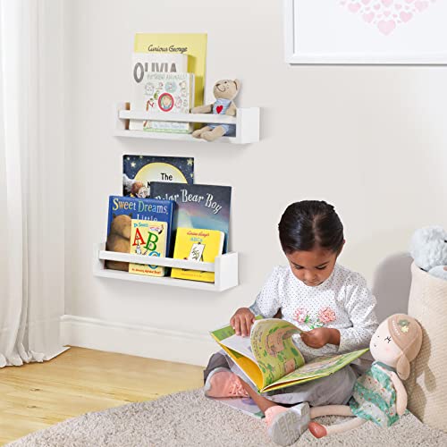 Birola Floating Nursery Book Shelves For Wall Set Of 2, Classic White Wall Bookshelf For Kids Room,Book Shelf For Kids Rooms Bedroom Bathroom (16.5 Inches Set Of 2 White) #TOP3